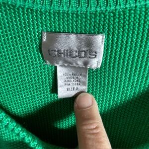 Chicos Size 2 Women's Green Rayon Knit Top Vintage